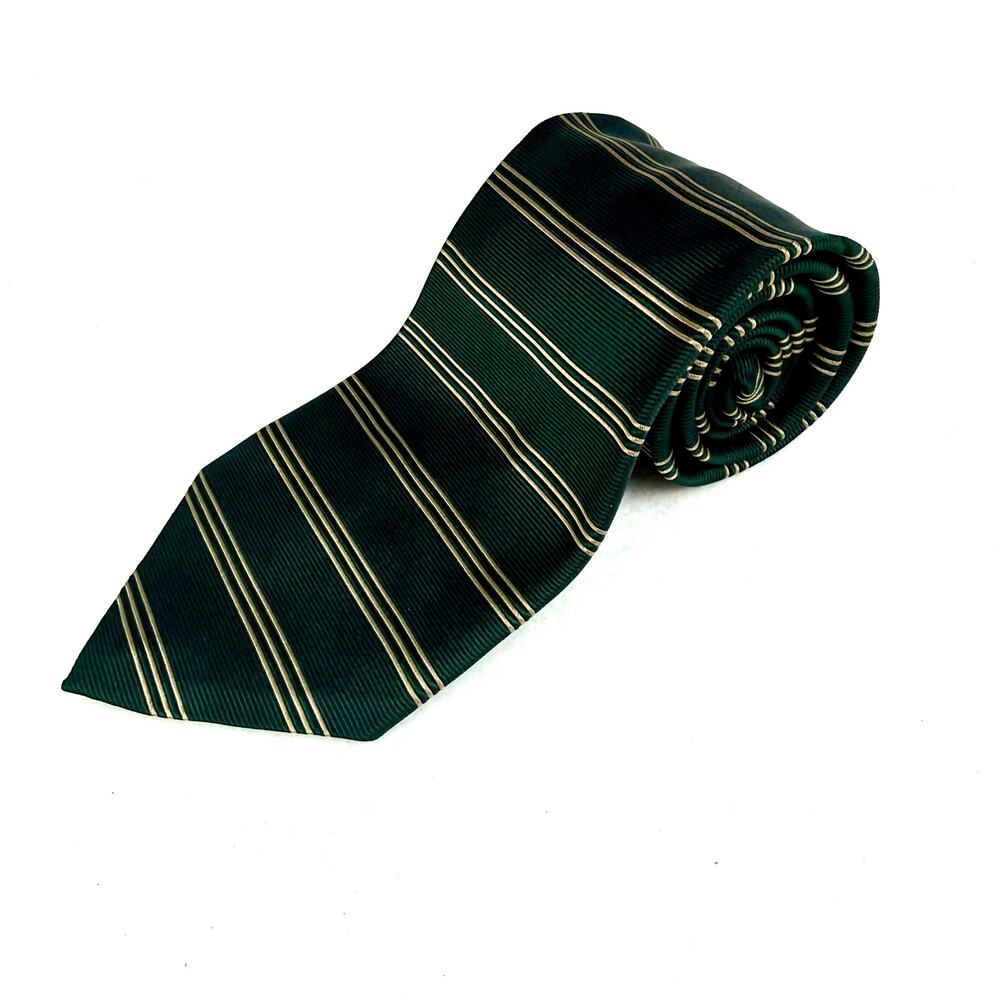 Vintage Abercrombie & Fitch Green Gold Striped Tie Durable Goods